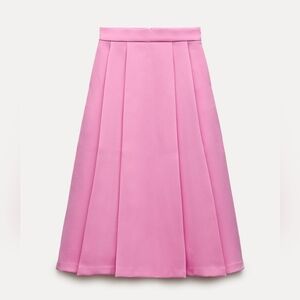 ZARA NEW MID-RISE  PLEATED Cape LAYERED SKIRT PINK Size S 2387/178